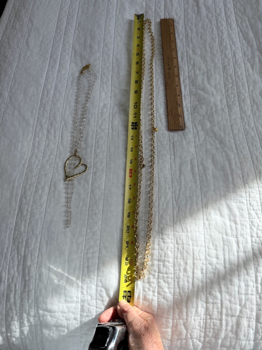 2 Multi-Style necklaces Gold Heart Pendant w/ Crystals &long gold chain. - Picture 11 of 13